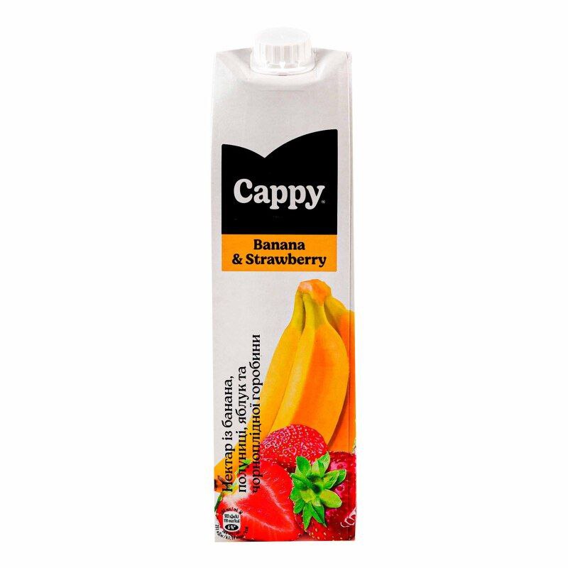 Нектар Cappy із банана полуниці яблук та чорноплідної горобини 1л